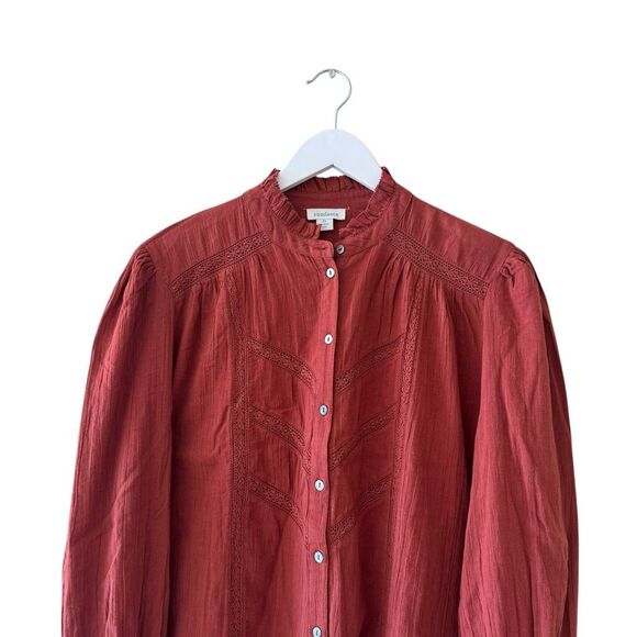 Sundance Long Sleeve Button Up Louisa Peasant Blouse Pleaded Shirt SZ XL #2522 - Picture 4 of 15